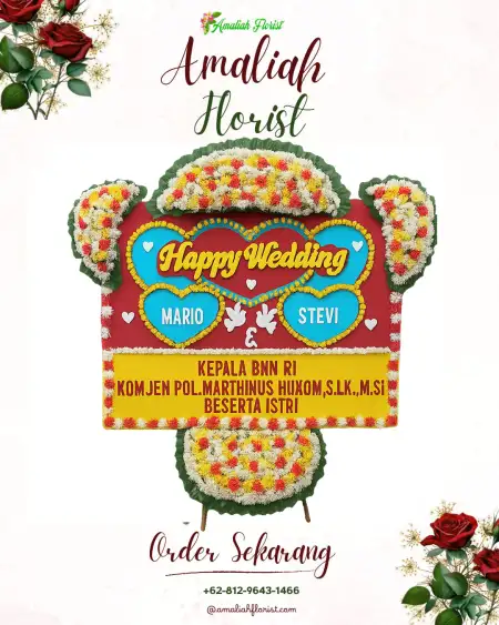 Papan Bunga Pernikahan Macan Putih